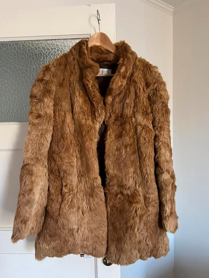 Vintage echte bontjas - Carnaval, Kleding | Dames, Jassen | Winter, Zo goed als nieuw, Maat 38/40 (M), Bruin, Verzenden