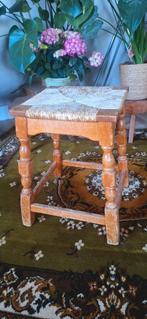 Krukje hout rotan bamboe gevlochten vintage, Huis en Inrichting, Krukjes, Ophalen of Verzenden, Gebruikt, Hout