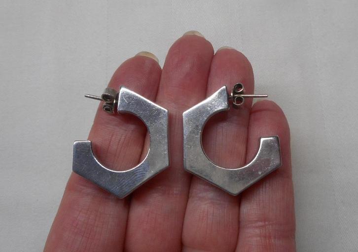 Zilveren vintage oorbellen Mexico nr.442, Sieraden, Tassen en Uiterlijk, Oorbellen, Zo goed als nieuw, Hangers, Zilver, Zilver