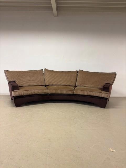 Luxe designbank in stof corduroy en glad beige en bruin, Huis en Inrichting, Stoelen, Nieuw, Eén, Stof, Bruin, Ophalen