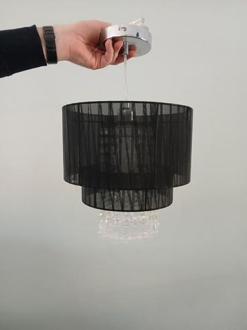 Kroonluchter lamp zwart met kristallen eronder beschikbaar voor biedingen