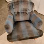 Comfortabele fauteuil met gestreepte bekleding, Huis en Inrichting, Ophalen, Gebruikt, Minder dan 75 cm, Vintage