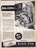 Retro reclame 1954 Kodak fotofilm meisje met hond, Ophalen of Verzenden