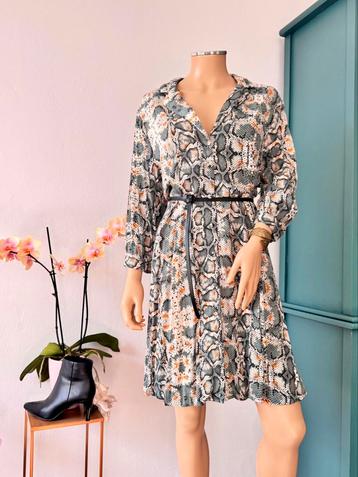 AAIKO jurk maat XL - oranje - groen - viscose - slangenprint beschikbaar voor biedingen