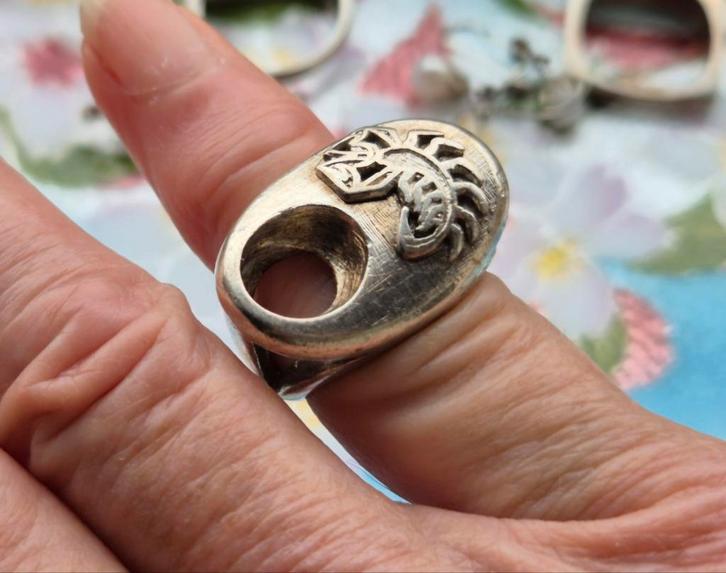 Schorpioen sterrenbeeld pink ring verstelbaar 925 vintage 70, Sieraden, Tassen en Uiterlijk, Ringen, Nieuw, Dame, Kleiner dan 17