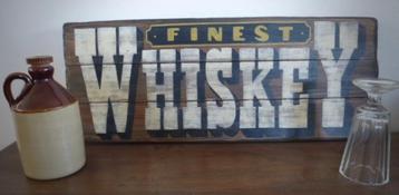 Handgeschilderd stoer houten whiskey bar / whisky / pub bord