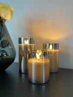 Kaarsen Led glas Grey set-3 met afstandsbediening Nieuw!, Overige materialen, Overige kleuren, Nieuw, Ophalen of Verzenden