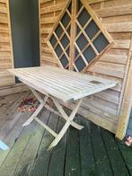 Teak houten tuintafel 123 x 75 x 73 en teak houten bankje, Tuin en Terras, Ophalen, Gebruikt, Rechthoekig, Teakhout