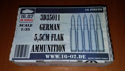(1:35) German 5,5 cm Flak ammo (3D printed resin set), Hobby en Vrije tijd, Modelbouw | Auto's en Voertuigen, Nieuw, Overige typen