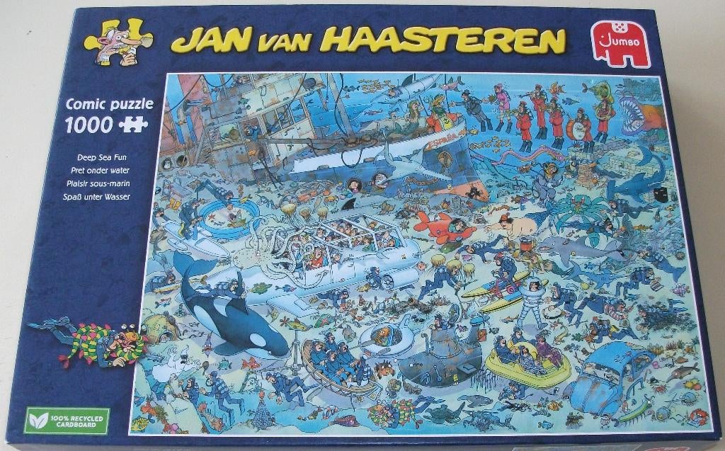 Puzzel *** PRET ONDER WATER *** 1000 stukjes Jan v Haasteren, Ophalen of Verzenden, 500 t/m 1500 stukjes, Gebruikt, Legpuzzel