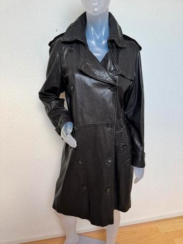 Vent Couvert zwarte leren gevoerde mantel - 38 beschikbaar voor biedingen