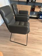 Enzo luca 2 leren stoelen antraciet grijs. ZGAN, Huis en Inrichting, Stoelen, Ophalen, Zo goed als nieuw, Grijs