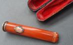 Om 1900 Sigaretten Pijp Pijpje Barsteen met Verguld Zilver, Ophalen of Verzenden