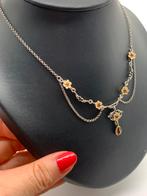 S909 Prachtige ketting met granaat, Sieraden, Tassen en Uiterlijk, Ophalen of Verzenden, Zilver, Ketting, Verguld