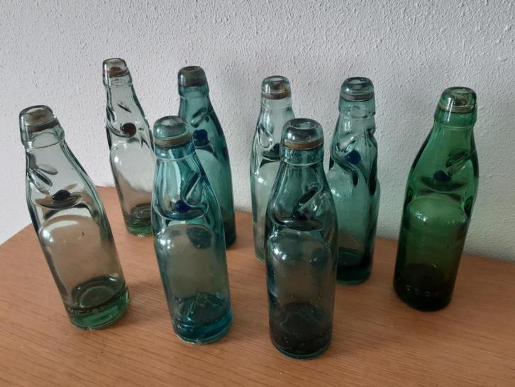 Kogel / Knikker flesjes (Hiram Codd1872) flesje frisdrank, Antiek en Kunst, Antiek | Glas en Kristal, Ophalen of Verzenden