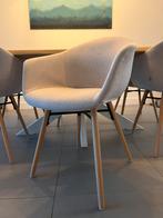 6x Nena-Otis eetkamerstoel beige - houten onderstel, Ophalen, Gebruikt, Overige kleuren, Stof