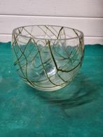 vaas windlicht met groene lijnen designe, Huis en Inrichting, Ophalen of Verzenden, 'T Olde Gre-j, Info@toldegrej.nl, Endepoelstraat 20f Didam