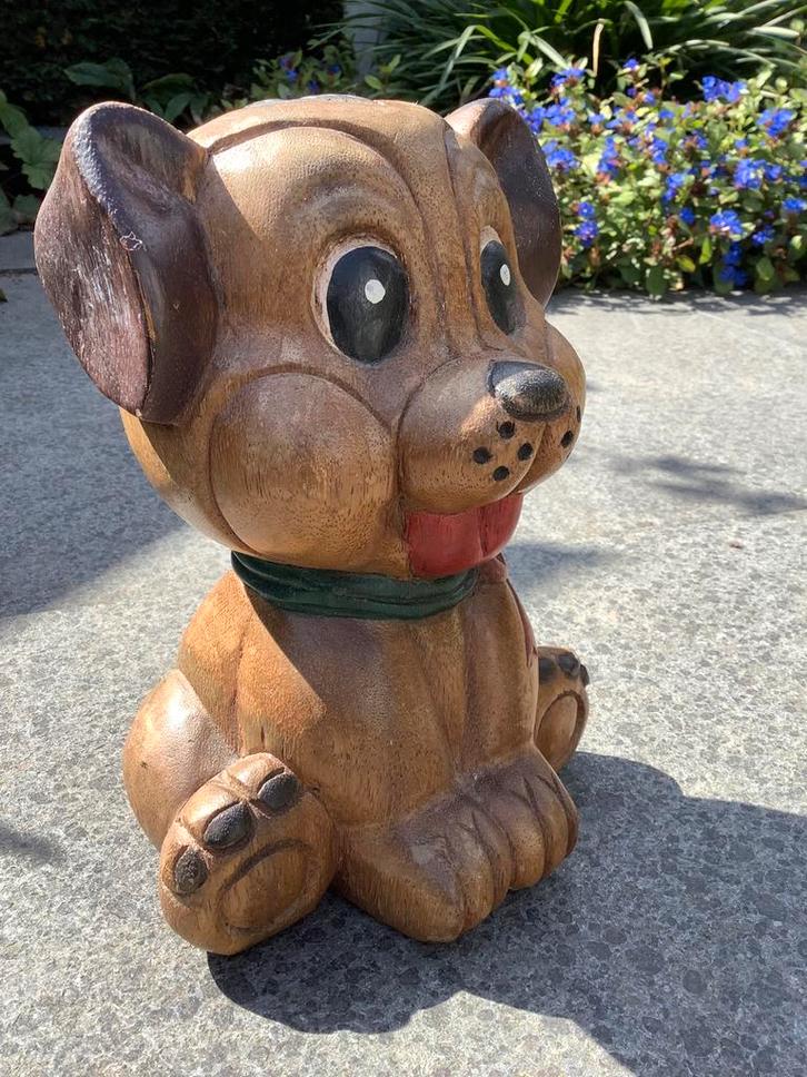 Unieke houten hond / Wooden dog / Holzhund / Chien en bois, Antiek en Kunst, Kunst | Beelden en Houtsnijwerken, Ophalen