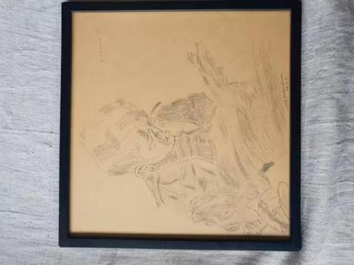 Tekening kinderleed C. Manshanden Goes, Antiek en Kunst, Kunst | Tekeningen en Foto's, Ophalen