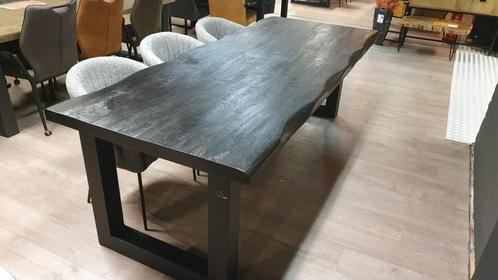 Zwarte mangohouten boomstamtafels van 100x240 t/m 110x300cm!, Huis en Inrichting, Tafels | Eettafels, Nieuw, 100 tot 150 cm, 200 cm of meer