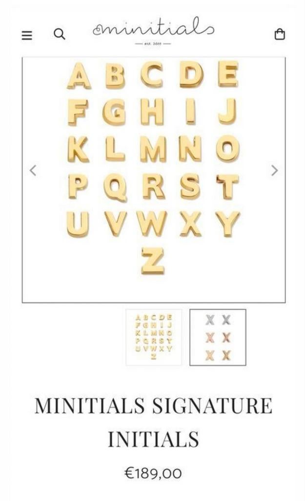 Minitials gouden bedel letter K, Ophalen of Verzenden