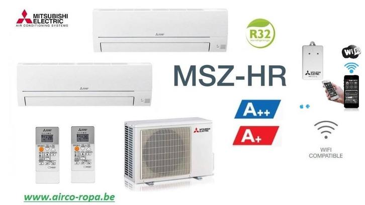ACTIE !!  MITSUBISHI DUO SPLIT - MULTI  INVERTER WARMTEPOMP, Witgoed en Apparatuur, Airco's, Nieuw, Wandairco, 100 m³ of groter