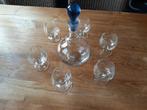 glazen Karaf met blauwe dop met 6 glazen uit Roemenië, Ophalen of Verzenden, Nieuw, Overige typen