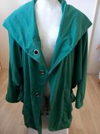 Groene polyester jas maat 42-44, mooie kraag met cappuchon, Ophalen of Verzenden, Gedragen, Maat 42/44 (L), Groen