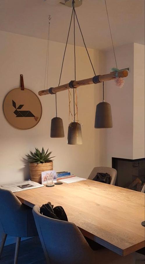 Hanglamp (hout en beton), Huis en Inrichting, Lampen | Hanglampen, Zo goed als nieuw, Ophalen