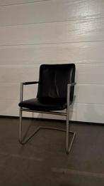 4 echt leren stoelen, Huis en Inrichting, Stoelen, Ophalen, Gebruikt, Zwart, Leer