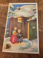 Twee kinderen voor besneeuwd huisje, Verzenden, Ongelopen, Feest(dag)