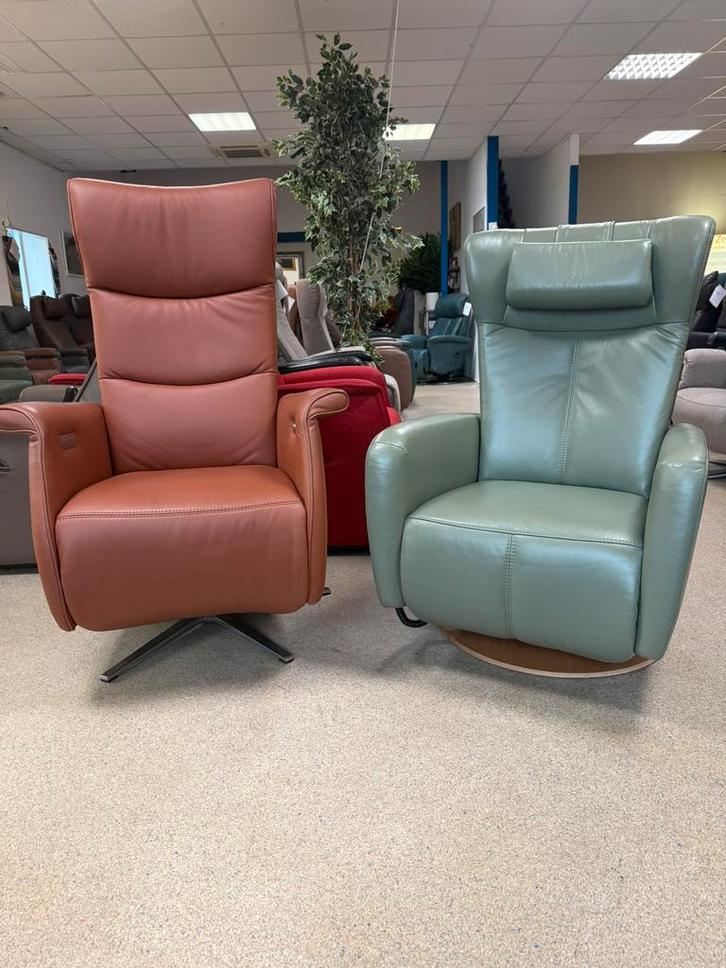 Top merken sta op en relaxfauteuils, Huis en Inrichting, Fauteuils, Zo goed als nieuw, Leer, Stof, Verzenden