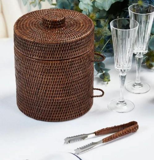 Rotan ijsemmer met ijstangetje, Huis en Inrichting, Woonaccessoires | Overige, Zo goed als nieuw, Ophalen of Verzenden