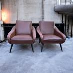 2x Vintage Lounge Fauteuils - Mid Century Modern stijl, Huis en Inrichting, Fauteuils, Ophalen, Gebruikt, 75 tot 100 cm