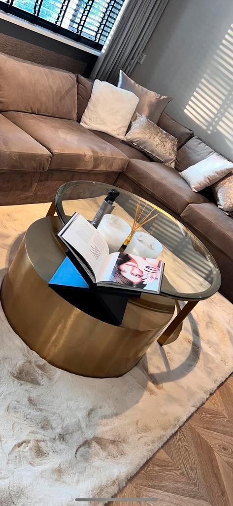 Richmond Salontafel Orlan Set van 2 - Goud & Glas, Huis en Inrichting, Tafels | Salontafels, Nieuw, Minder dan 50 cm, 50 tot 100 cm
