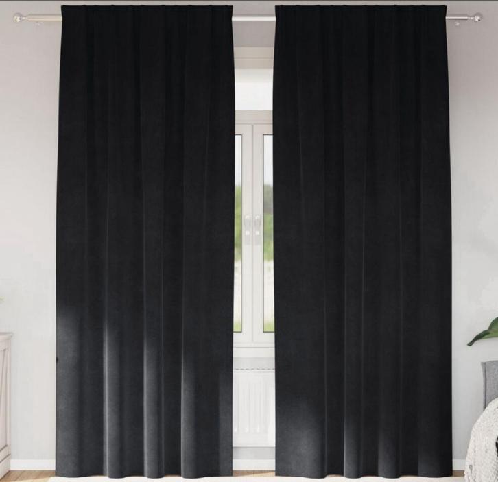 Prachtige fluweel gordijn 140 x (175-225-245-260 cm) zwart, Huis en Inrichting, Stoffering | Gordijnen en Lamellen, Nieuw, 200 cm of meer