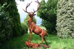 groot gietijzeren hert edelhert, Tuin en Terras, Tuinbeelden, Ophalen, Dierenbeeld, Gebruikt, Www.bossewinkel.nl