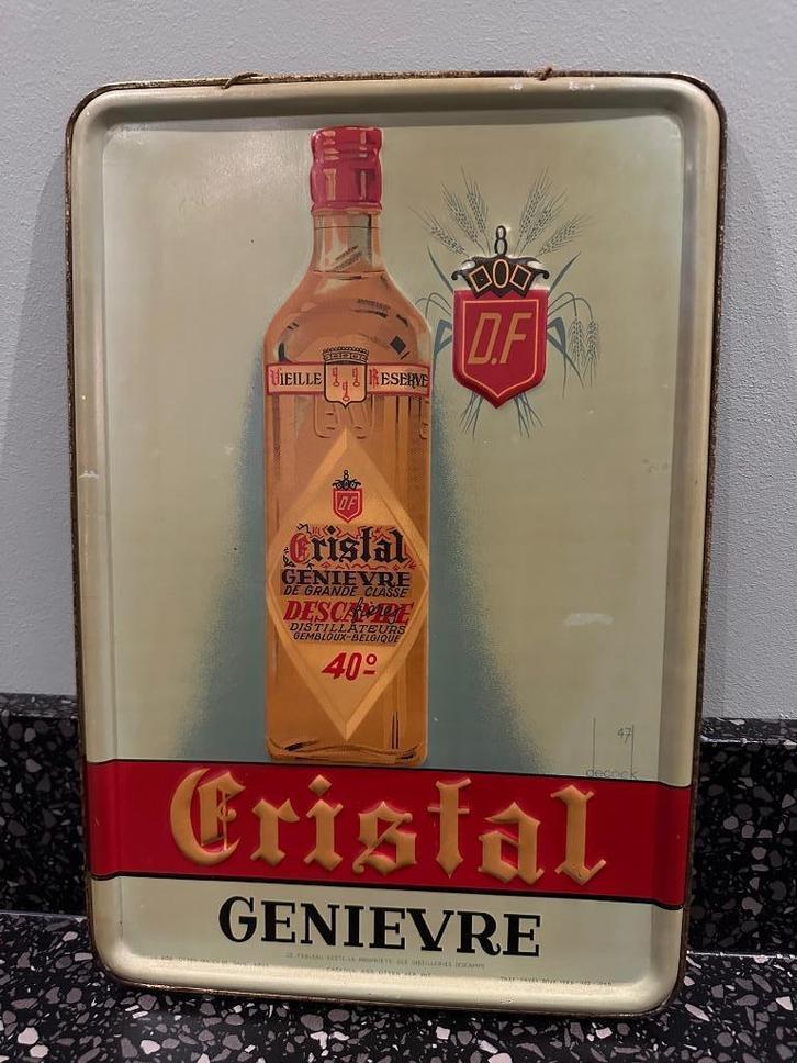 Mooi blikken Crystal Genievre bord. Rob Otten. 1948., Verzamelen, Merken en Reclamevoorwerpen, Gebruikt, Reclamebord, Ophalen of Verzenden