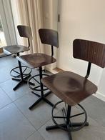 Vintage Stalen barstoel Dykmeyer, Huis en Inrichting, Barkrukken, 1 kruk, Ophalen, Hout, Draaibaar