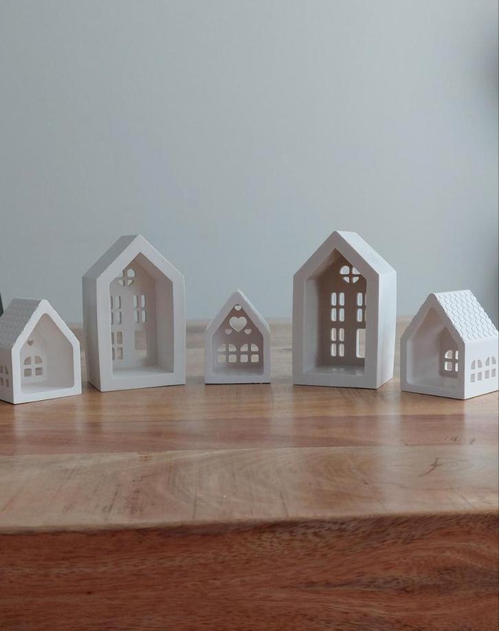 Handgemaakte Sfeerlicht Huisjes - Gietpoeder, Antiek en Kunst, Antiek | Woonaccessoires, Ophalen of Verzenden