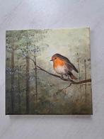 Roodborstje op canvasdoek 20x20 geschilderd, Antiek en Kunst, Ophalen of Verzenden