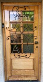 Jaren 50 Eiken Voordeur met Glas & Smeedijzer, Doe-het-zelf en Verbouw, Deuren en Horren, Ophalen, Gebruikt, 80 tot 100 cm, Buitendeur