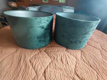 2x velvet/velours lampkappen donkerder groen beschikbaar voor biedingen