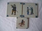 Antiek Tegeltje met afbeelding Set van 2 plus 1 Kleinere, Antiek en Kunst, Antiek | Wandborden en Tegels, Ophalen of Verzenden