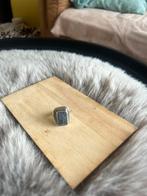 Labradoriet, rookkwarts steen, zilveren ring. Vierkant, Sieraden, Tassen en Uiterlijk, Ringen, Ophalen of Verzenden, Zo goed als nieuw
