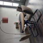 4  vergrijst groene eetkamer stoelen metalen poot, Huis en Inrichting, Stoelen, Ophalen, Gebruikt, Overige kleuren, Stof