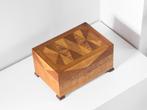 Vintage Swedish wood marquetry jewellery box, Huis en Inrichting, Woonaccessoires | Overige, Gebruikt, Ophalen of Verzenden