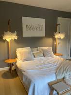 2 Boho japandi bijzettafel licht eiken met hanglamp., Ophalen, Zo goed als nieuw, Minder dan 50 cm