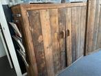 Steigerhouten kast 150x140x50, Ophalen, Zo goed als nieuw
