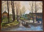 Dorpsgezicht met boerenschuit, Antiek en Kunst, Kunst | Schilderijen | Klassiek, Ophalen of Verzenden